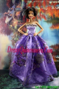 Appliques New Fashion Princess Pink Dress Gown For Barbie Doll