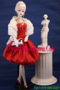 Lovely Red Party Dress With Knee-length For Barbie Doll