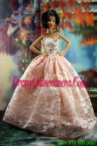 Perfect Pink Princess Dress With Lace For Barbie Doll