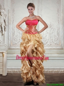 Popular Strapless Multi Color Dama Dresses with Beading and Embroidery