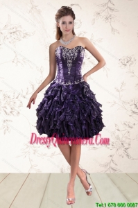 Popular Sweetheart Ruffles and Embroidery Dama Dresses for 2015