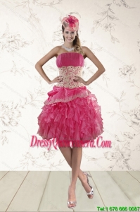 2015 Popular Strapless Dama Dresses with Appliques and Ruffles