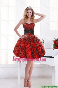 2015 Popular Sweetheart Beading and Ruffles Dama Dresses with Appliques