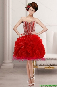 2015 Popular Sweetheart Dama dress with Beading and Ruffles