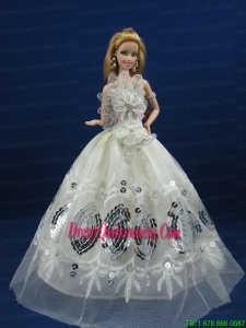 Beautiful White Dress With Sequins Made To Fit The Barbie Doll