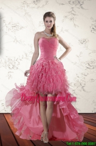 Exclusive Beading High Low 2015 Dama Dresses with Ruffles