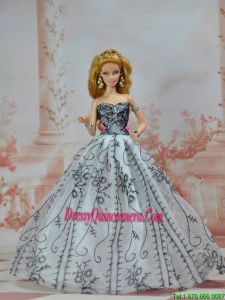 Grey Organza and Appliques Made To Fit the Barbie Doll