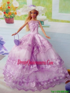 Beautiful Fuchsia Party Clothes Fashion Dress for Noble Barbie Doll Organza
