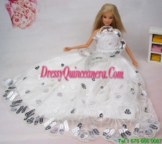 Beautiful Hand Made Flower Sequin Barbie Doll Dress
