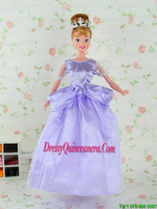 Beautiful Lilac Tulle Party Dress for Noble Barbie Doll