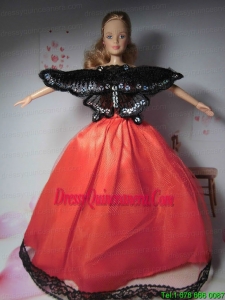 Beautiful Red Party Clothes Fashion Dress for Noble Barbie Doll
