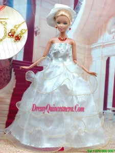 Beautiful White Wedding Dress for Noble Barbie Doll