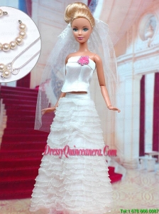 Fashion Handmade Organza Barbie White Wedding Dress For Barbie Doll