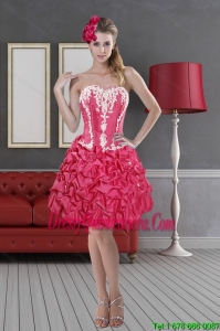 Hot Pink Sweetheart 2015 Popular Dama Dresses with Pick Ups and Embroidery