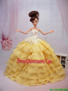 Popular Yellow Floor-length Party Clothes Fashion Dress For Noble Barbie