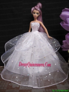 Romantic Wedding Gown With Sequins Dress For Noble Barbie
