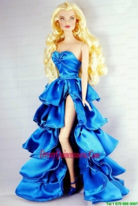 Sweet Party Dress With Ruffles and High Slit For Barbie Doll