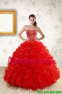 2015 Fashionable New Style Quince Dresses With Beading and Ruffles