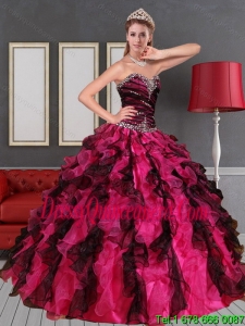 2015 Detachable Sweetheart Multi Color Quinceanera Dress with Beading and Ruffles