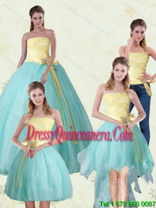 2015 Strapless Floor Length Multi Color Quinceanera Gown with Bowknot