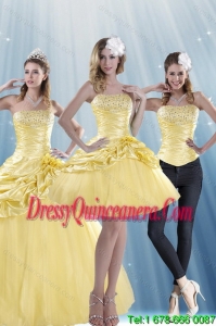 Detachable Strapless 2015 Strapless Beading Quinceanera Dresses