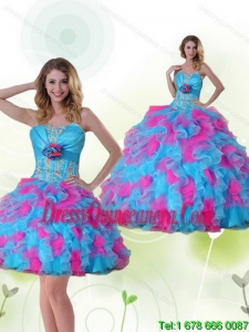Detachable Strapless Detachable Quinceanera Dress with Appliques and Ruffles