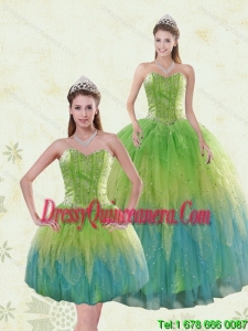 Detachable Multi Color Quinceanera Dresses with Appliques and Ruffles