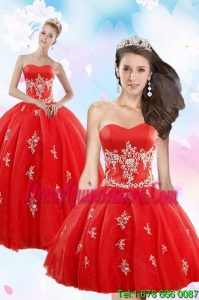 Detachable Red Quince Dresses with Appliques for 2015