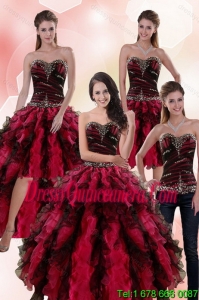 Wonderful Multi Color Dresses for Quince with Ruffles and Beading