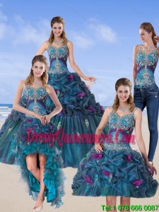 2015 Exclusive Multi Color Quinceanera Gown with Hand Made Flower and Pick Ups