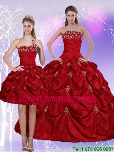 2015 Exclusive Strapless Quinceanera Dress with Embroidery and Pick Ups