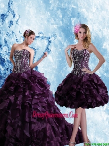 Exclusive Sweetheart Burgundy Quinceanera Dress with Ruffles and Beading