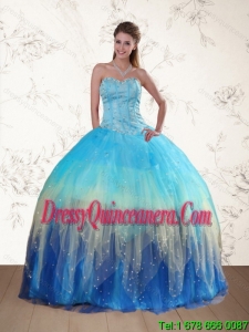 Exclusive Sweetheart Multi Color Quinceanera Dress with Ruffles and Beading