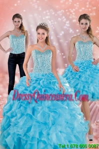 2015 Exclusive Sweetheart Ruffled Quinceanera Dresses in Baby Blue