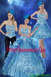 2015 Exclusive Sweetheart Teal Quinceanera Gown with Embroidery and Pick Ups
