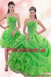 Exclusive 2015 Pick Ups and Beading Quince Gowns in Spring Green