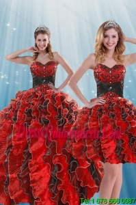 Exclusive Multi Color Beading and Ruffles Quince Dresses for 2015