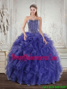 Exclusive Royal Bule Quince Dresses with Beading and Ruffles for 2015