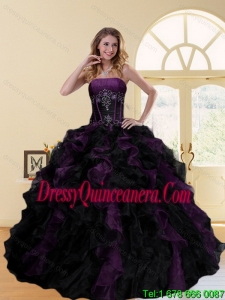 2015 Exclusive Multi Color Strapless Quinceanera Dresses with Ruffles and Beading