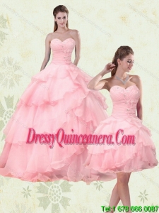 2015 Luxurious Sweetheart Beaded Quinceanera Dresses with Ruffled Layers