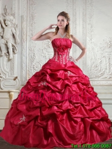 2015 Luxurious Appliques and Pick Ups Red Sweet 16 Dress
