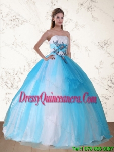 2015 Luxurious Multi Color Strapless Quinceanera Dress with Embroidery and Beading