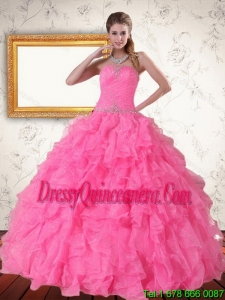 2015 Luxurious Strapless Quinceanera Dress with Beading and Ruffles