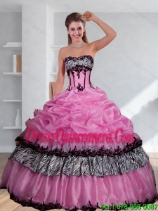 Luxurious Zebra Printed Strapless Quinceanera Dress with Pick Ups and Embroidery