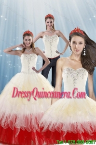 2015 Luxurious Multi Color Quinceanera Dresses with BeadingLayers
