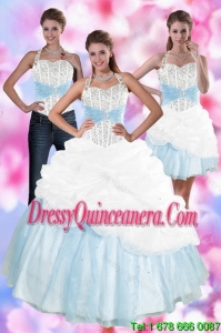 2015 New Style Multi Color Quince Dresses with Pick Ups and Beading