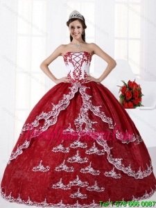 New Style Multi Color Strapless Quinceanera Dress with Embroidery