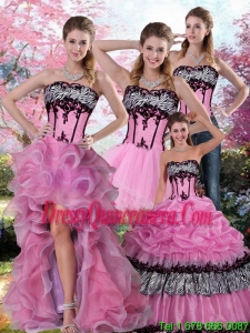 Perfect Zebra Printed Multi Color Sweet 15 Dresses with Pick Ups and Appliques
