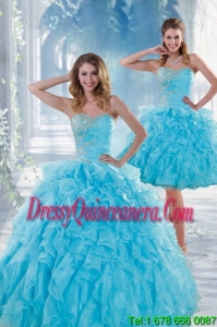 2015 Perfect Beautiful Baby Blue Sweet 15 Dresses with Beading and Ruffles