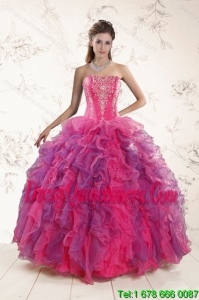 Fashionable Multi Color Ruffles and Appliques Quince Dresses